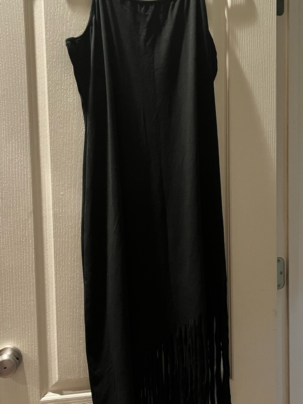 SHEIN Black Curve 3XL Sleeveless Dress with Fringe Detail